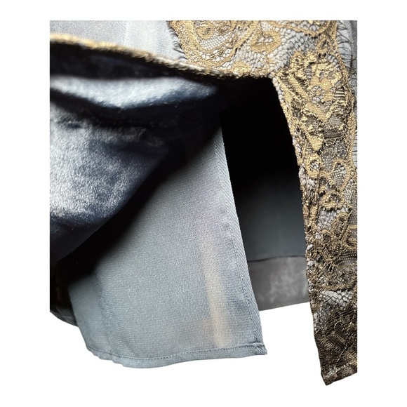 Vintage Y2K Victoria’s Secret Blue Lace Slip Dress Sz 4 Navy Black Slit - Picture 6 of 7